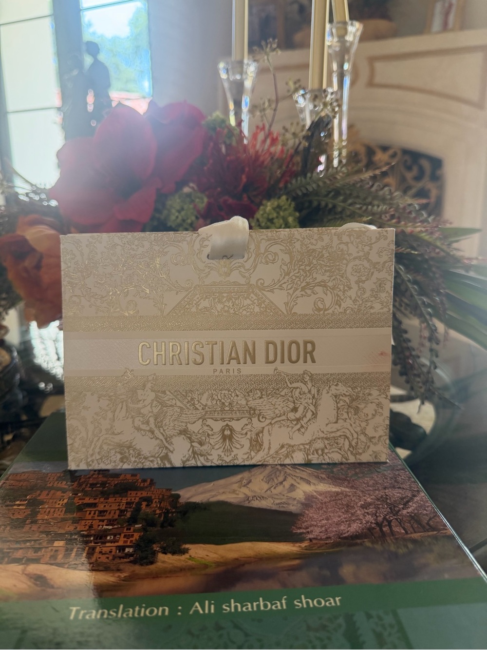 Dior Cream and Gold Branded Gift Bag with Ribbon